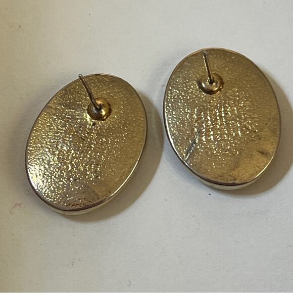 JUDY LEE VINTAGE 1950s Faux Gold Diamond & Black Facet Stone Oval Clip Earrings - Picture 5 of 9